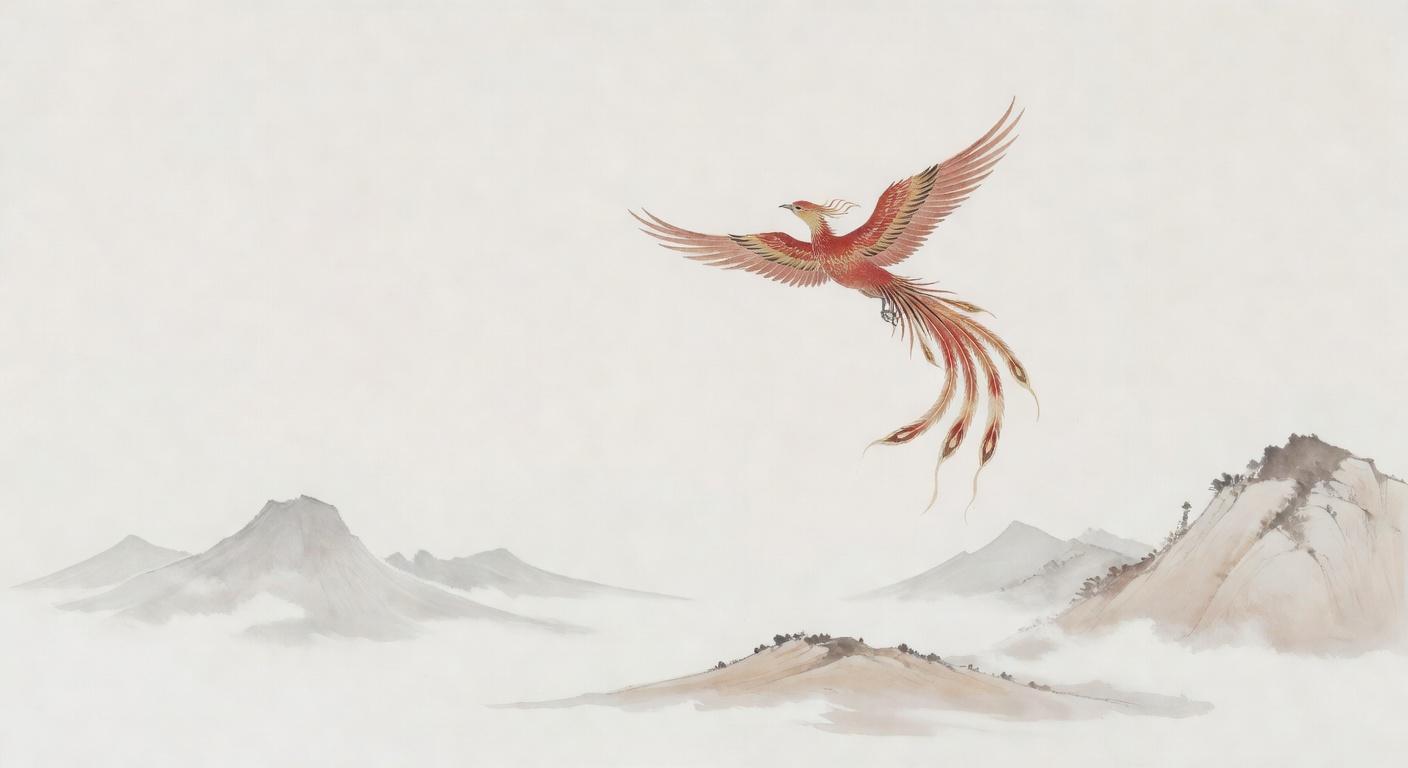 山々を飛ぶ鳳凰